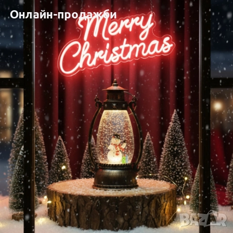 Ретро LED коледен фенер с падащ сняг , снимка 4 - Коледни подаръци - 52243356