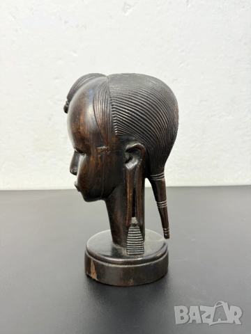 Африканска дърворезба - бюст на жена от абанос. №7965, снимка 5 - Антикварни и старинни предмети - 53857335