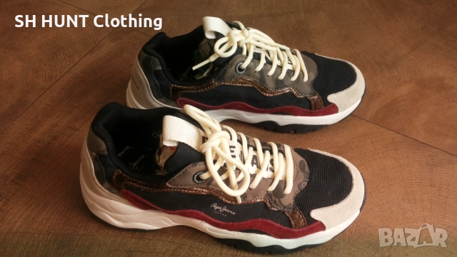 Pepe Jeans Sloane Camu Sneakers PLS31278 Black 999 Размер EUR 40 / UK 7 дамски естест. кожа 152-13-S, снимка 3 - Маратонки - 52666787