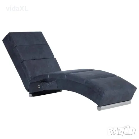vidaXL Масажираща кушетка, сива, изкуствен велур
