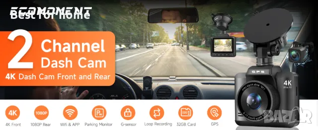 4K GPS Dash Cam Front and Rear, снимка 4 - Аксесоари и консумативи - 49100959