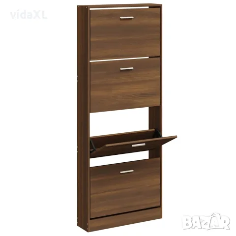 vidaXL Шкаф за обувки, кафяв дъб, 59x17x150 см, инженерно дърво, снимка 3 - Шкафове - 56147122