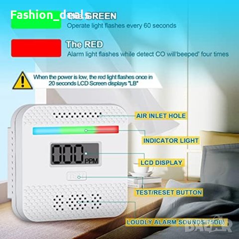 Нов Безжичен детектор за въглероден оксид с цифров дисплей Домашна безопасност , снимка 2 - Други стоки за дома - 41876461