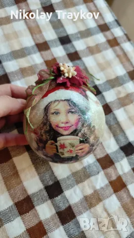 Коледна играчка. Декупаж, снимка 2 - Коледни подаръци - 56172733