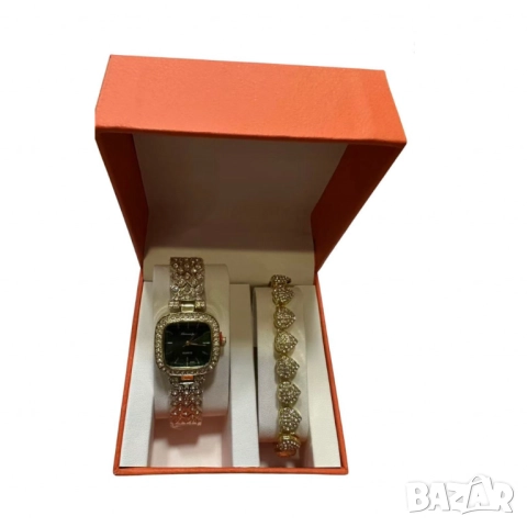 Стилни дамски комплекти, часовник и гривна, снимка 4 - Бижутерийни комплекти - 52055575