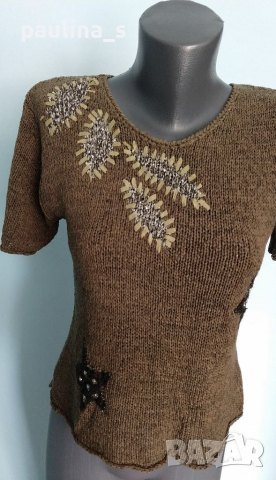 Блуза от копринена прежда с декорации , снимка 3 - Корсети, бюстиета, топове - 36155062