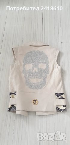 Philipp Plein Leather Womens Vest Size S / ОРИГИНАЛ! Дамски Кожен Елек!, снимка 5 - Елеци - 49796466