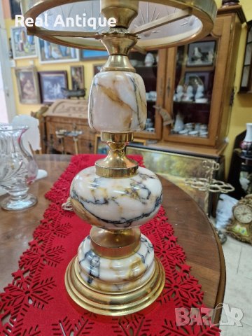 Уникална антикварна белгийска нощна лампа бронз и цветен мрамор , снимка 9 - Антикварни и старинни предмети - 41978379