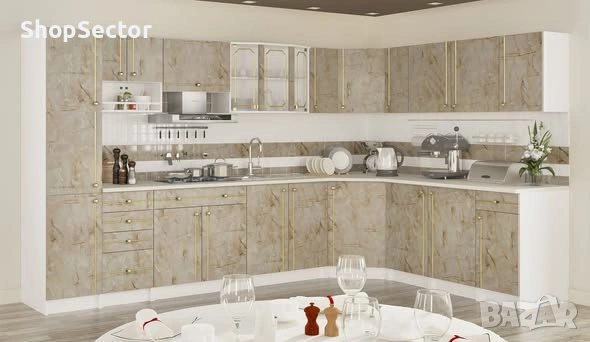 Кухненски шкаф ALINA КУТ НИЗ 80(90)Н 1ДВ тъмен мрамор, снимка 4 - Шкафове - 53277574