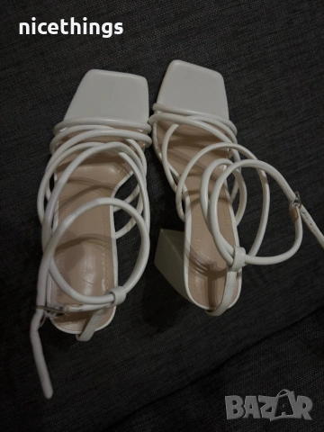 Нови бели сандали на ток, снимка 4 - Сандали - 53459246