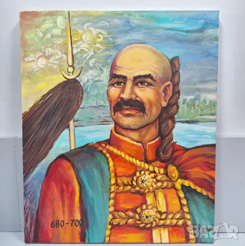 Портрет на Хан Аспару̀х [680г.-700г.]-ръчно рисуван на платно от Люб.Петров 2008г.