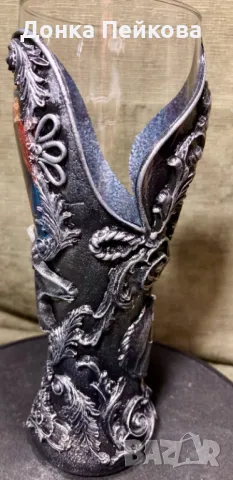 Ръчно декорирана халба за бира 330мл, снимка 3 - Декорация за дома - 48885590