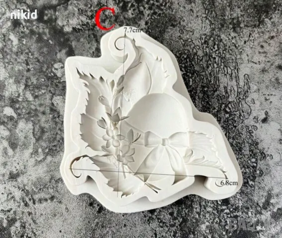 Яйце с панделка и листо силиконов молд форма фондан шоколад декор, снимка 2 - Форми - 49839449