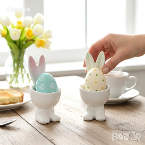 6328 Керамична поставка за великденско яйце с ушички на Зайче