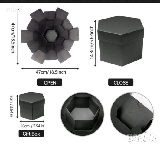 Многоъгълна Експлодираща кутия празна за снимки албум подарък подаръци картонена, снимка 2 - Други - 51231063