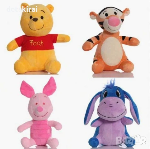 4бр плюшени играчки Мечо Пух Pooh, Прасчо, Прасенцето Йори и Тигър 25см, снимка 3 - Плюшени играчки - 53862442