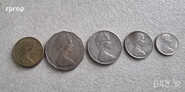 Австралия. Лот .5, 10 ,20, 50 цента и 1 долар  .5 бройки. С ликът на Елизабет II , като млада., снимка 7 - Нумизматика и бонистика - 44462339