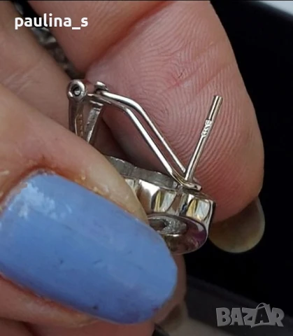 Два чифта / Масивни сребърни обеци с камъни, закопчаване английски клипс / проба 925 , снимка 11 - Обеци - 26738889