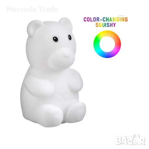 Декоративна детска нощна лампа Mercado Trade, Мече, LED, Батерии