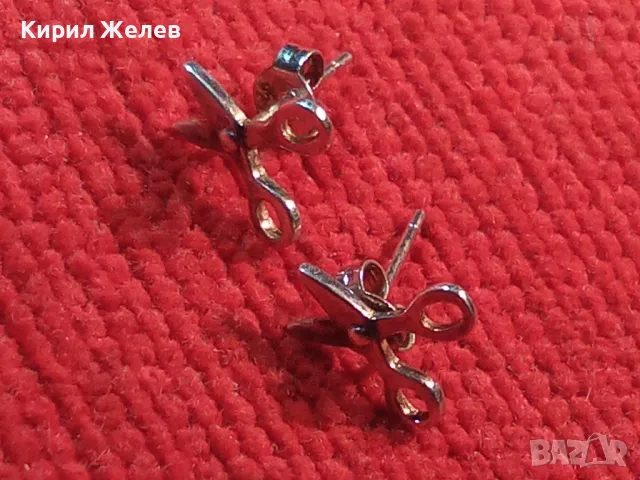 МИНИ СРЕБЪРНИ ОБЕЦИ НОЖИЦИ За ФРИЗЬОРКА ШИВАЧКА КОЗМЕТИЧКА СРЕБРО 925 ФИНА РЪЧНА АРТ ИЗРАБОТКА 45644, снимка 13 - Обеци - 46232148