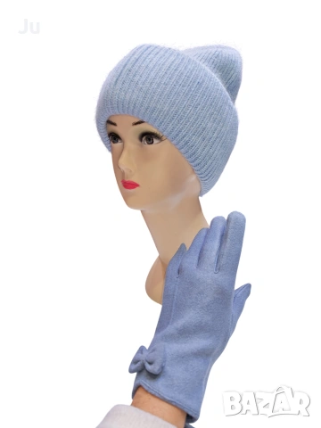 шапка и ръкавици кашмир комплект за жени стилистен комплект за подарък , снимка 4 - Шапки - 53274104