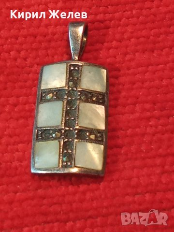 СРЕБЪРЕН СЕДЕФЕН АРТ МЕДАЛЬОН СРЕБРО 925 с ШЛИФОВАН КРАЛСКИ СЕДЕФ и МАРКАЗИТИ ЧАСТ от КОПЛЕКТ 27751