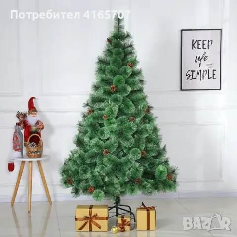 Елха естествено зелена с шишарки. ✨, снимка 1