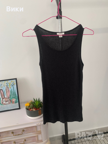 Дамски рипсен черен топ в размер S