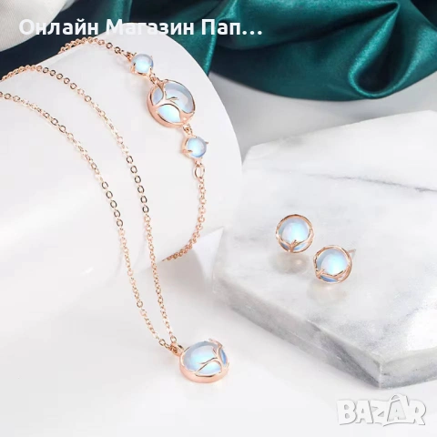 Fanqieliu комплект бижута 925 сребро с опал – колие, гривна и обеци, снимка 10 - Бижутерийни комплекти - 53719618