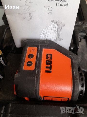 Лазерен нивелир с кръстосана линия BTI-KLL 20, снимка 1