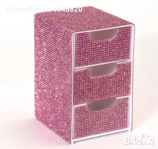 2 брой мини 3-етажна настолна кутия за съхранение, органайзер за мебели и тоалетка с чекмеджета за б