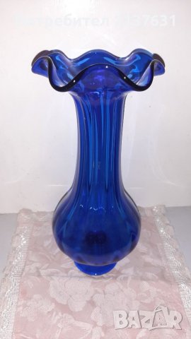 НОВА  ! РАЗКОШНА ВАЗА от кобалтово синьо стъкло , снимка 3 - Декорация за дома - 39262858