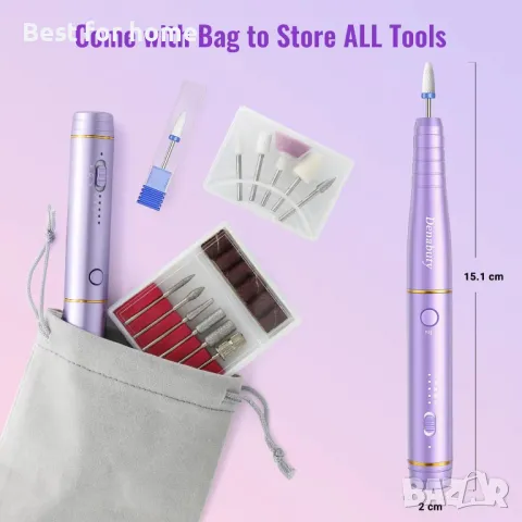 Безжична електрическа пила за нокти - комплект 12 в 1 Denabuty, снимка 8 - Педикюр и маникюр - 50139661