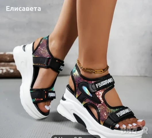 Дамски модерни сандали на платформа , снимка 1