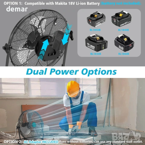 30 см високоскоростен подов вентилатор за Makita 18V, без батерия, снимка 2 - Вентилатори - 53811048