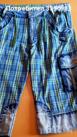 Къси панталони PULEDRO за момче (или по-дребен мъж) от лека материя с елементи от състарен деним, снимка 1 - Детски къси панталони - 44473104