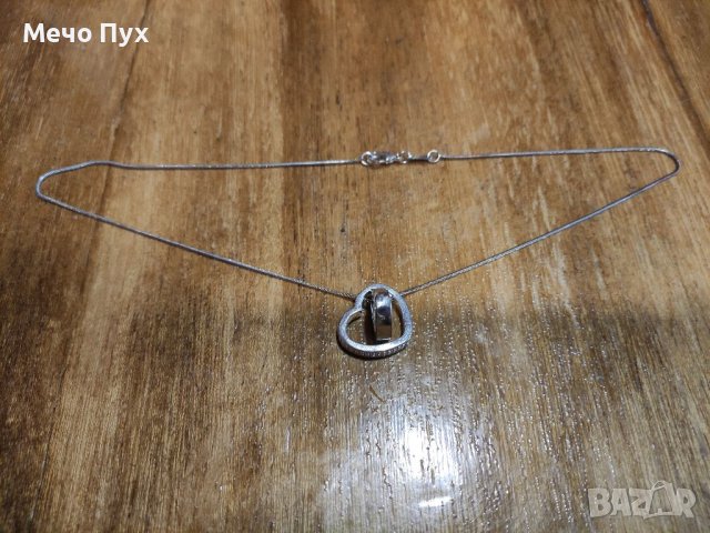 Сребърно колие - две сърца (89), снимка 5 - Колиета, медальони, синджири - 39061429