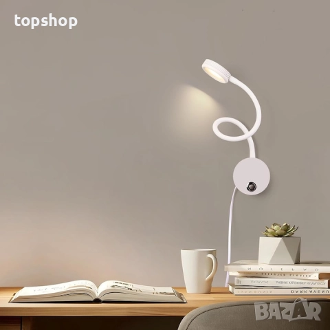 Стенна лампа, ERWEY®, LED, Гъвкава, USB порт за зареждане, 4W, Бяла, Енергиен клас E  Марка: ERWEY.., снимка 3 - Настолни лампи - 51729124