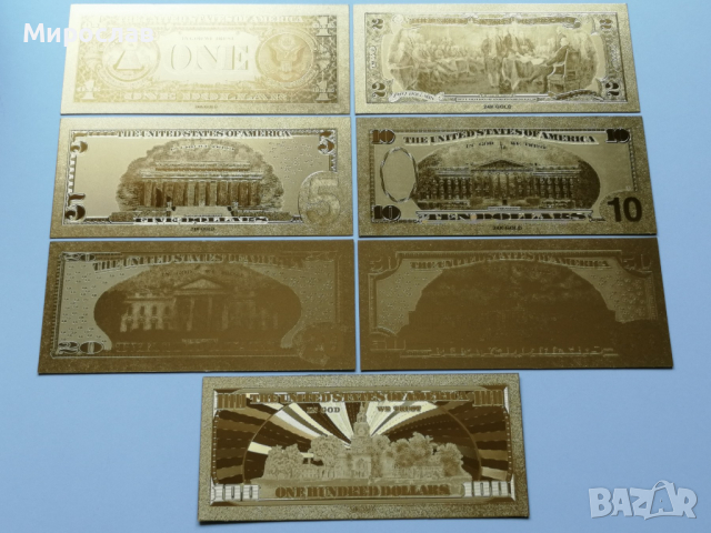 Сувенирни златисти банкноти долари , снимка 2 - Колекции - 36160788