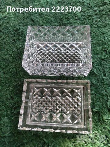 Кристален комплект от форма за ядки и пепелник , снимка 4 - Прибори за хранене, готвене и сервиране - 42225700