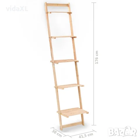 vidaXL Стенен рафт тип стълба, кедрово дърво, 41,5x30x176 см, снимка 5 - Етажерки - 56146404