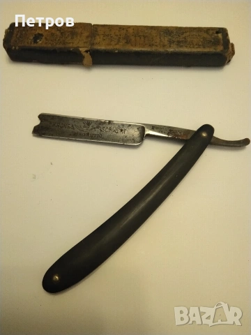 Антикварен бръснач от известната марка Krone & Schwert (Корона и меч) - Солинген, Германия. , снимка 10 - Антикварни и старинни предмети - 53685788