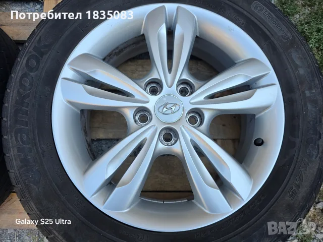 Лети джанти 17ки 5х114.3 Hyundai + летни гуми 225/60/17 Hankook, снимка 6 - Гуми и джанти - 55878339