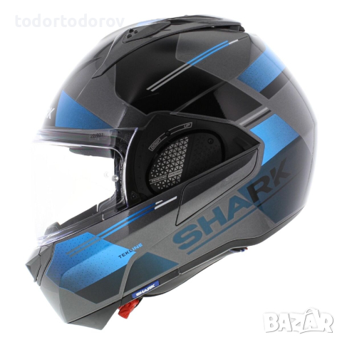 Отварчема Мото каска Shark EVO GT TEKLINE CHROM BLUE,М-57-58 NEW, снимка 6 - Аксесоари и консумативи - 44680050