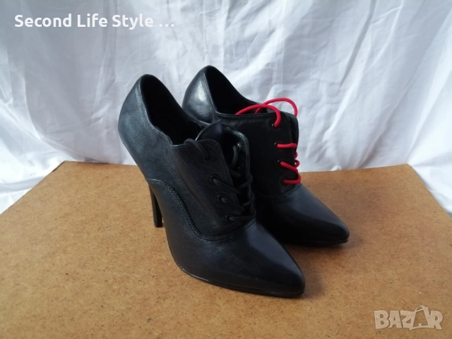 №36 Pleaser дамски обувки естествена кожа - висок ток, черен цвят, снимка 2 - Дамски елегантни обувки - 53139691