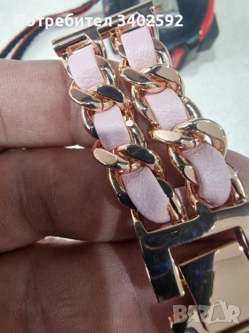 20мм красива каишка за часовник с мотиви златно и кожа, снимка 2 - Дамски - 51922998