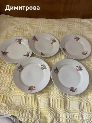 Чинии със златен кант за основно ястие - 5 бр., снимка 2 - Чинии - 50349605