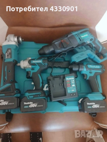 💥 Makita 36V комплект – 4 машини + 3 батерии и зарядно 🔋, снимка 2 - Куфари с инструменти - 52400116