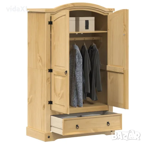 vidaXL Гардероб "Corona" 101x52x170 см, масивна дървесина, бор, снимка 2 - Гардероби - 56147398