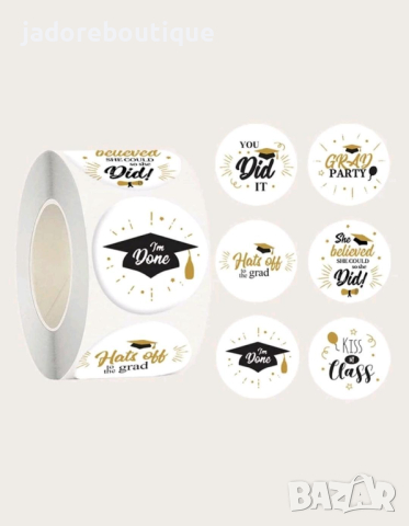 Кръгли стикери " Graduation " - 100 бр, снимка 1